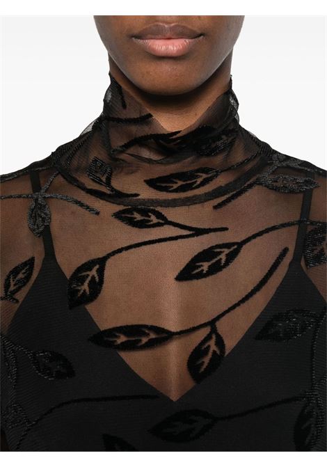 Black leaf-detail semi-sheer top Norma kamali - women NORMA KAMALI | ST4246BVG82556